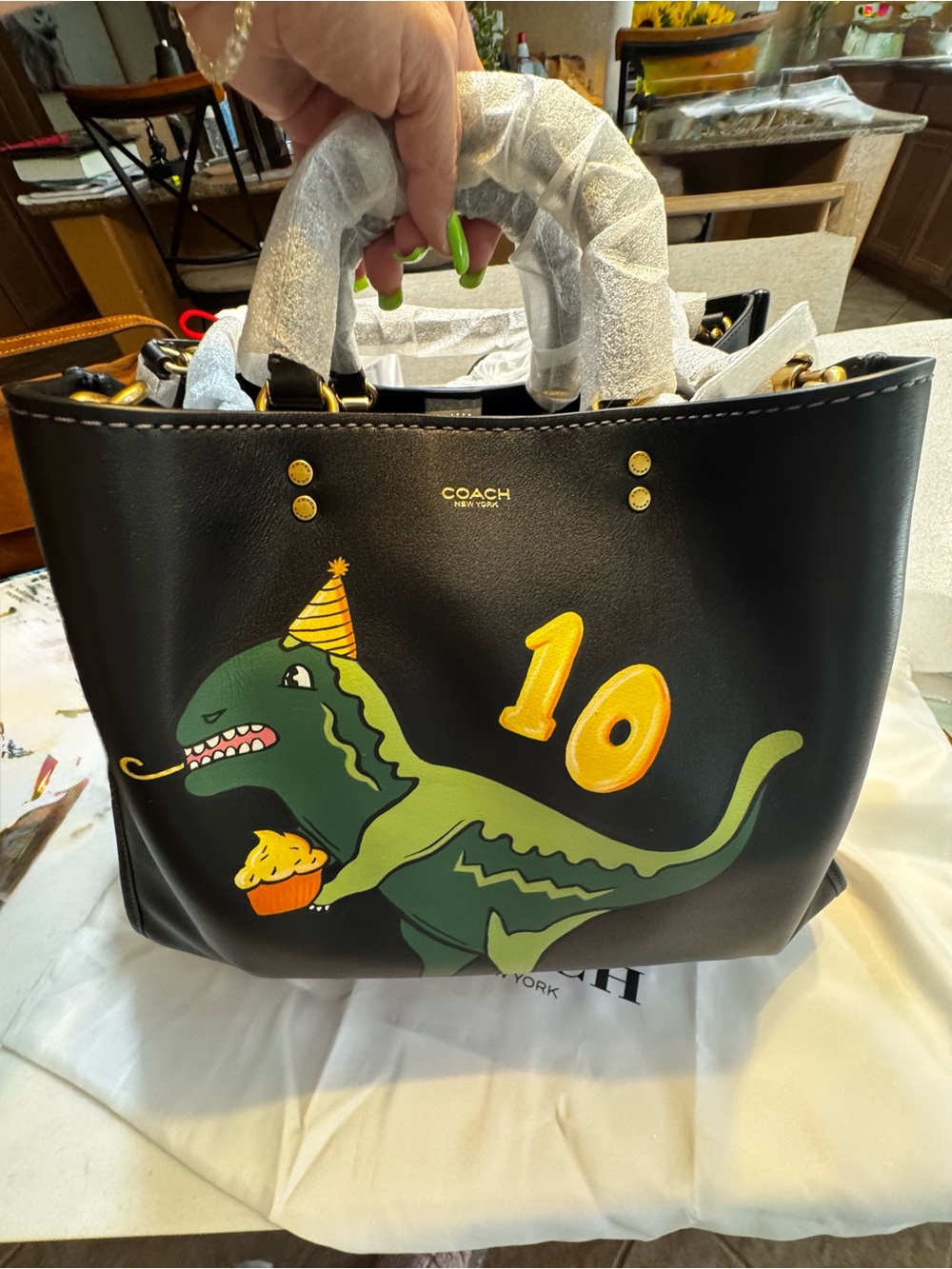 Coach Rogue 40 Black Satchel Rex 10th anniversary Custom Art